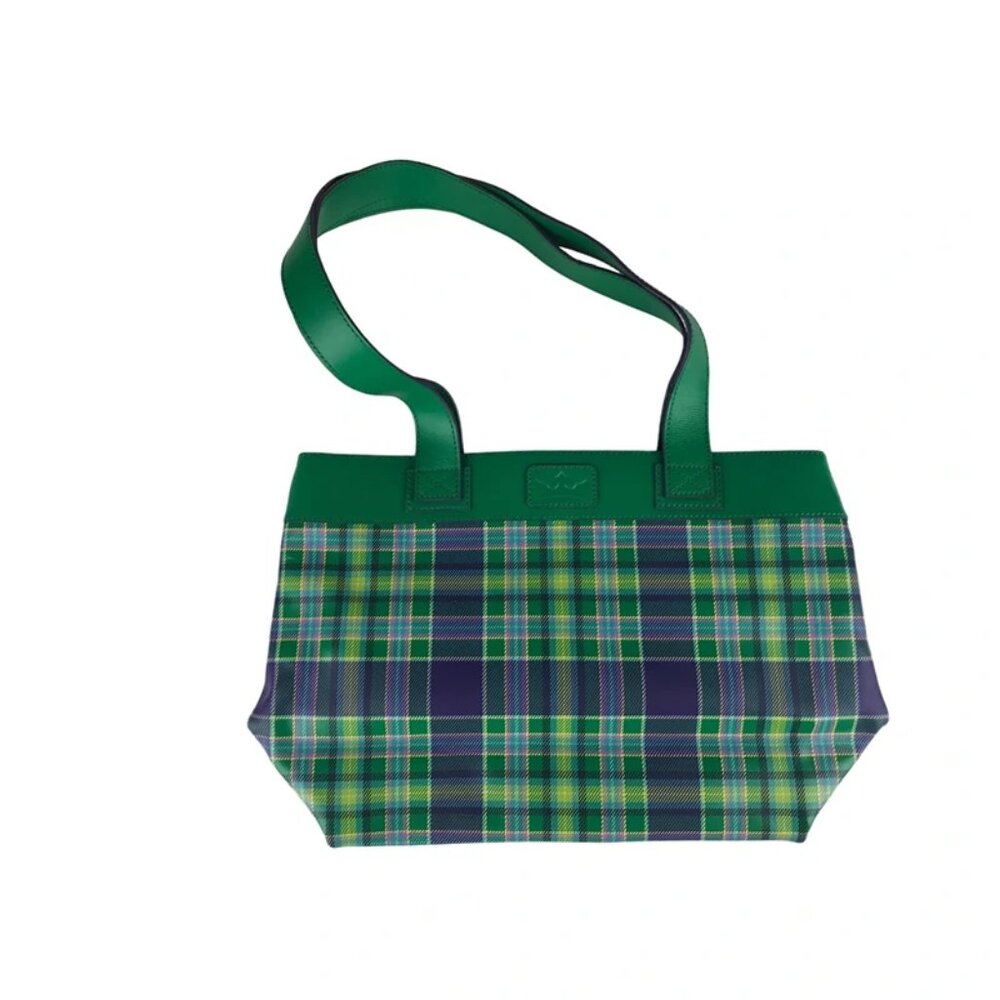 Baekgaard Womens‎ Purple Green Yellow Plaid Shoulder Bag Top Handle Size Medium